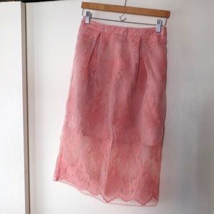 ASOS Pink Embroidered Pencil Midi Skirt Size 6